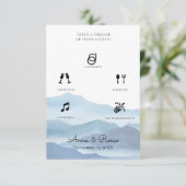 青モダン水色のタイムラ結婚イン エンクロージャーカード (スタンド正面)