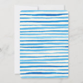 青モダン水色のリハストライプーサルディナー 招待状 (裏面)