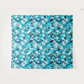 青モダン水色の三角形抽象芸術パターン タペストリー (正面(横))