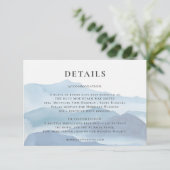 青モダン水色の結婚詳細 エンクロージャーカード (スタンド正面)