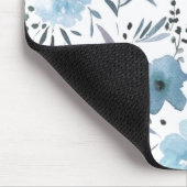 青モダン水色の花 マウスパッド (コーナー)