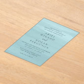 青モダン水色エレガントな結婚式 アクリル招待状 (レイダウン)