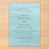 青モダン水色エレガントな結婚式 アクリル招待状 (正面)