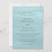 青モダン水色エレガントな結婚式 招待状 (正面)