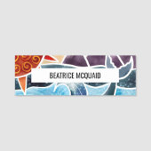 青モダン水色クジラ沿岸 名札 (正面)