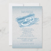 青モダン水色スプラッシュ結婚のスタイル 招待状 (正面)