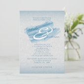 青モダン水色スプラッシュ結婚のスタイル 招待状 (スタンド正面)