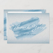 青モダン水色スプラッシュ サンキューカード (正面/裏面)