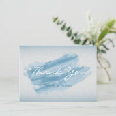 青モダン水色スプラッシュ サンキューカード (スタンド正面)