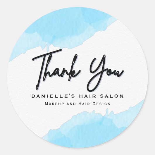 青モダン水色ファッション ラウンドシール (正面)