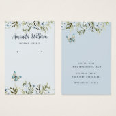 青モダン水色フローライヤリング表示カード (正面&裏面)