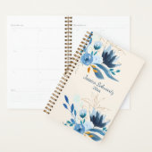 青モダン水色フローラパーソナライズされた プランナー手帳 (ディスプレー)