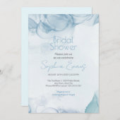 青モダン水色ブライダルシャワー 招待状 (正面/裏面)
