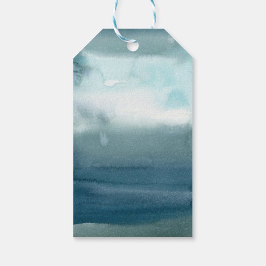 青モダン水色海の結婚歓迎 ギフトタグ (裏面)