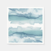 青モダン水色海結婚 スタンダードカクテルナプキン (正面)