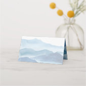 青モダン水色結婚の プレイスカード (裏面)