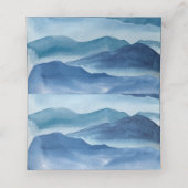 青モダン水色結婚の プレイスカード (内部開封)