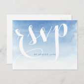 青モダン水色航海のビーチ結婚式 インビテーションポストカード (正面/裏面)