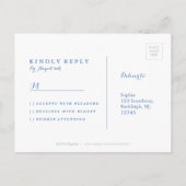 青モダン水色航海のビーチ結婚式 インビテーションポストカード (裏面)