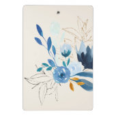 青モダン水色花模様パーソナライズされた名 ミニクリップボード (裏面)