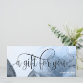 青モダン水色証明書ギフトカード (スタンド正面)