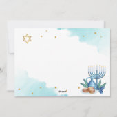 青モダン水色金ゴールドハッピーハヌカー写真 シーズンカード (裏面)