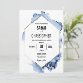 青モダン水色(金ゴールド枠) 招待状 (スタンド正面)