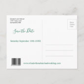 青モダン水色QRコード日付の保存 案内ポストカード (裏面)