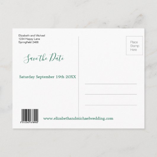 青モダン水色QRコード日付の保存 案内ポストカード (裏面)