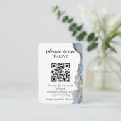 青モダン水色RSVPとQRコード エンクロージャーカード (スタンド正面)