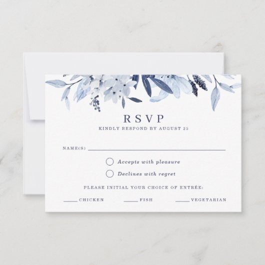 青モダン水色RSVP食事の選択 招待状 (正面)