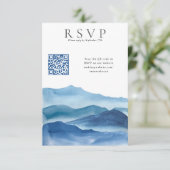 青モダン水色RSVP、QRコード付結婚き エンクロージャーカード (スタンド正面)
