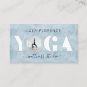 青モダン水色YOGAオーバーレイカスタム写真 名刺 (正面)