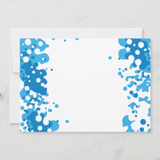 青モダン泡最初の誕生日 招待状 (裏面)