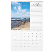 青モダン波写真感謝カレンダー カレンダー (3月 2027)