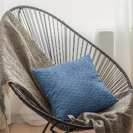 青モダン波日本の幾何パターン クッション