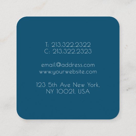 青モダン波水色抽象芸術 スクエア名刺 (裏面)