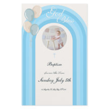 青モダン洗礼招待状付きカスタムメニュー