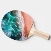 青モダン海ビーチモノグラムの沿岸海 卓球ラケット (横)