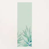 青モダン海植物水彩 ヨガマット (正面)