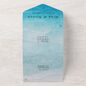 青モダン海水色 オールインワン招待状 (外側)