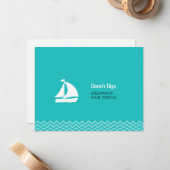 青モダン海波カスタマイズテンプレート ノートカード (正面/裏面インサイチュ)