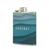 青モダン海波沿岸 フラスク (左)