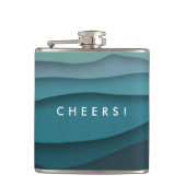 青モダン海波沿岸 フラスク (正面)