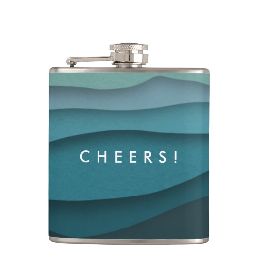 青モダン海波沿岸 フラスク (正面)