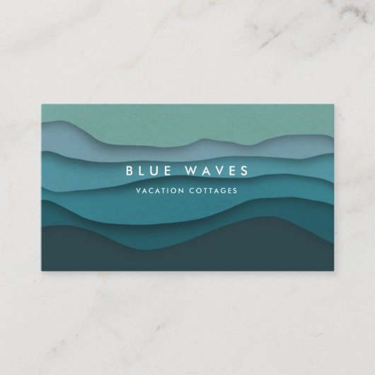 青モダン海波沿岸 名刺 (正面)