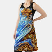 青モダン海波 エプロン (インサイチュ)