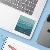 青モダン海波 シール (ノートパソコンとiPhone)