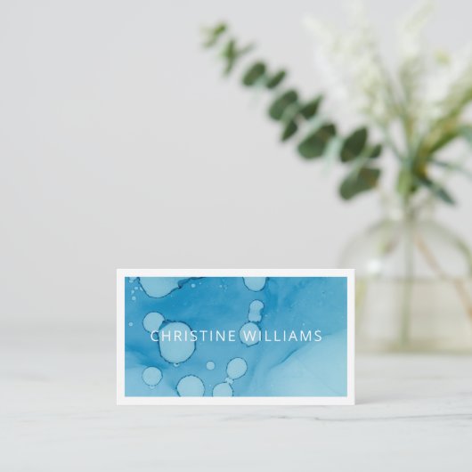 青モダン海縁ど 名刺 (スタンド正面)