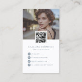 青モダン淡い色の写真コラージュ 名刺 (正面)